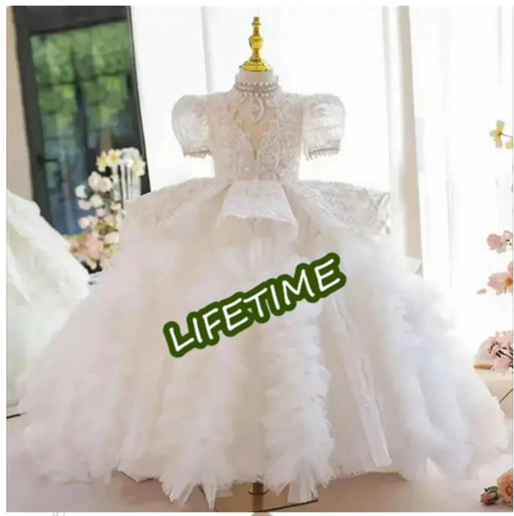 Luxury Glitter Pearls Beaded Flower Girl Dresses For Wedding Shiny Sequins Appliques Princess Puff Sleeves First Communion Gowns
Luxury Glitter Pearls Beaded Flower Girl Dresses For Wedding Shiny Sequins Appliques Princess Puff Sleeves First Communion Gowns