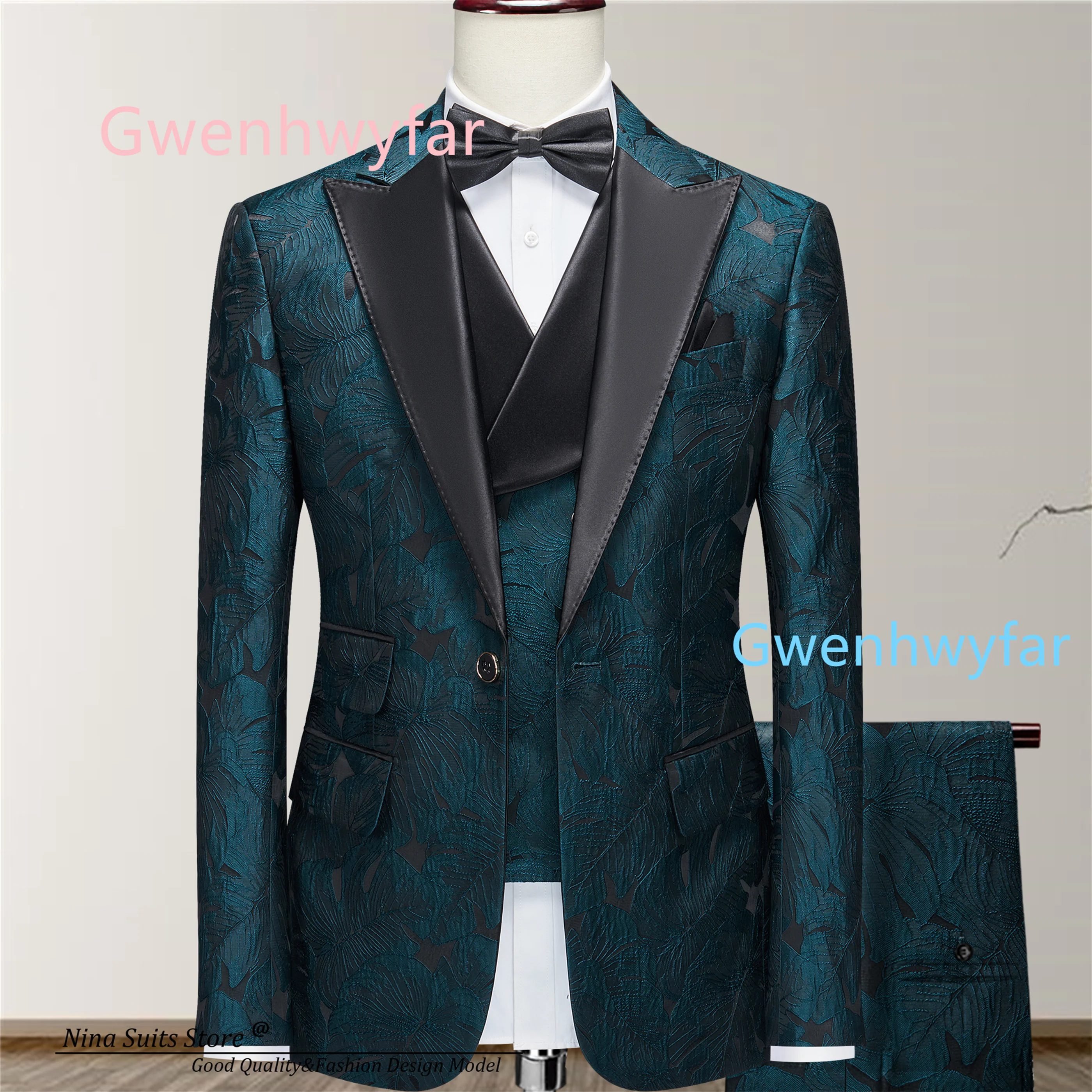 G&N Customized Black Background Dark Green Leaf Jacquard Suit Men's Luxury 3-piece set 2026 New Groom Wedding Dress Party Tuxedo
G&N Customized Black Background Dark Green Leaf Jacquard Suit Men's Luxury 3-piece set 2026 New Groom Wedding Dress Party Tuxedo