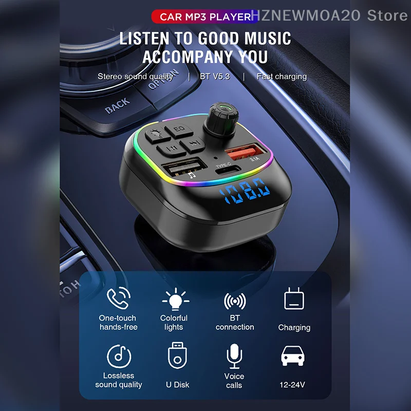 Car Wireless Bluetooth FM Transmitter Adapter Type-C USB 3.1A Car Charger Fast Charging Radio Modulator MP3 Player Hands-Free
Car Wireless Bluetooth FM Transmitter Adapter Type-C USB 3.1A Car Charger Fast Charging Radio Modulator MP3 Player Hands-Free