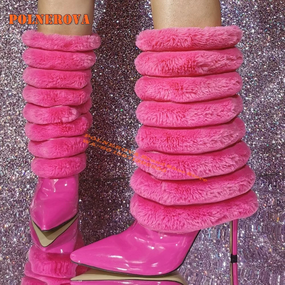 Magenta Fur Furry Sexy Knee High Boots Pointed Toe Thin Heel Solid Plus Size Women Sleeve Boots Spicy Girl Fold Over Shoes 2024
Magenta Fur Furry Sexy Knee High Boots Pointed Toe Thin Heel Solid Plus Size Women Sleeve Boots Spicy Girl Fold Over Shoes 2024