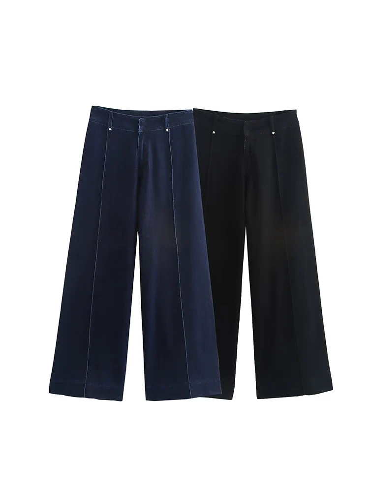 Willshela Women Fashion Denim Solid Front Zipper Wide Leg Pants Jeans Vintage High Waist Full Length Female Chic Lady Trousers
Willshela Women Fashion Denim Solid Front Zipper Wide Leg Pants Jeans Vintage High Waist Full Length Female Chic Lady Trousers