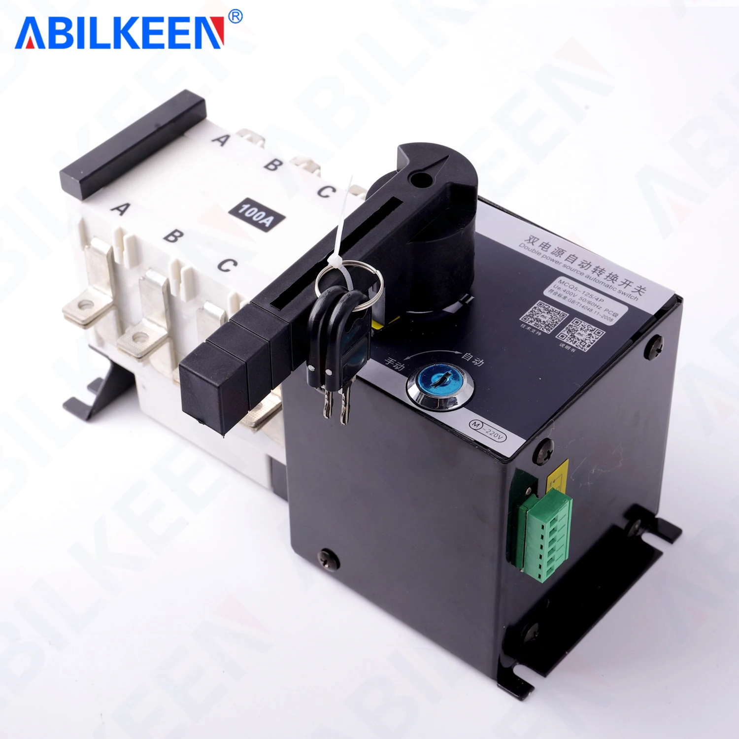 ABILKEEN 63A~630A ATS Auto Power Back Up Changeover Selector Switch AC400V Dual Power Automatic/Manual Power Transfer Switch
ABILKEEN 63A~630A ATS Auto Power Back Up Changeover Selector Switch AC400V Dual Power Automatic/Manual Power Transfer Switch