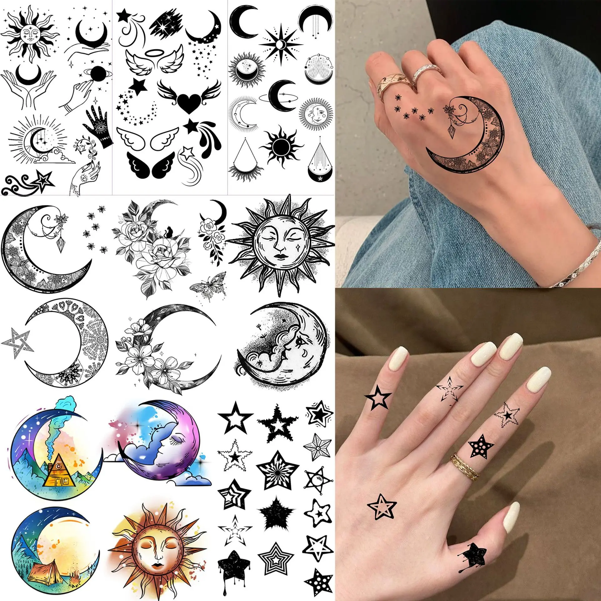 Star Moon Temporary Tattoo Stickers Waterproof Non Toxic for Hand Neck Back Trendy
Star Moon Temporary Tattoo Stickers Waterproof Non Toxic for Hand Neck Back Trendy