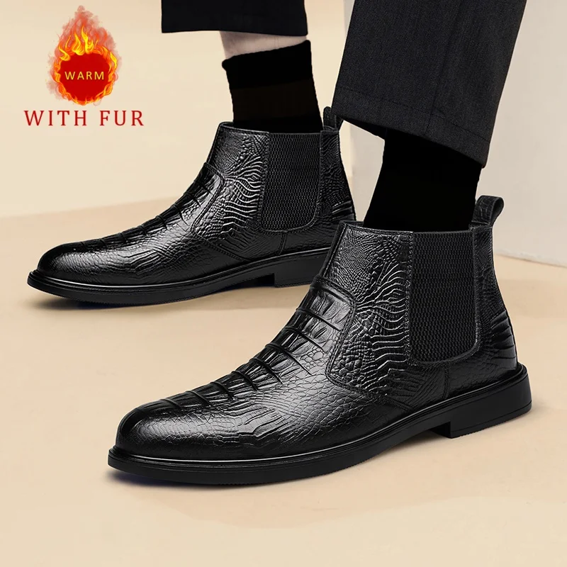 Genuine leather men's boots Versatile styles for autumn and winter Leisure Business Party Adult office Outdoor Warm Shoes Black
Genuine leather men's boots Versatile styles for autumn and winter Leisure Business Party Adult office Outdoor Warm Shoes Black