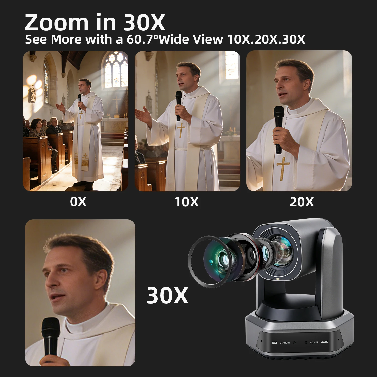 Runpu 4K 60fps NDI PTZ Camera 20x 30x Optical Zoom IP LIve Streaming PTZ Camera AI Auto-Tracking 3G-SDI LAN USB PoE for Church
Runpu 4K 60fps NDI PTZ Camera 20x 30x Optical Zoom IP LIve Streaming PTZ Camera AI Auto-Tracking 3G-SDI LAN USB PoE for Church