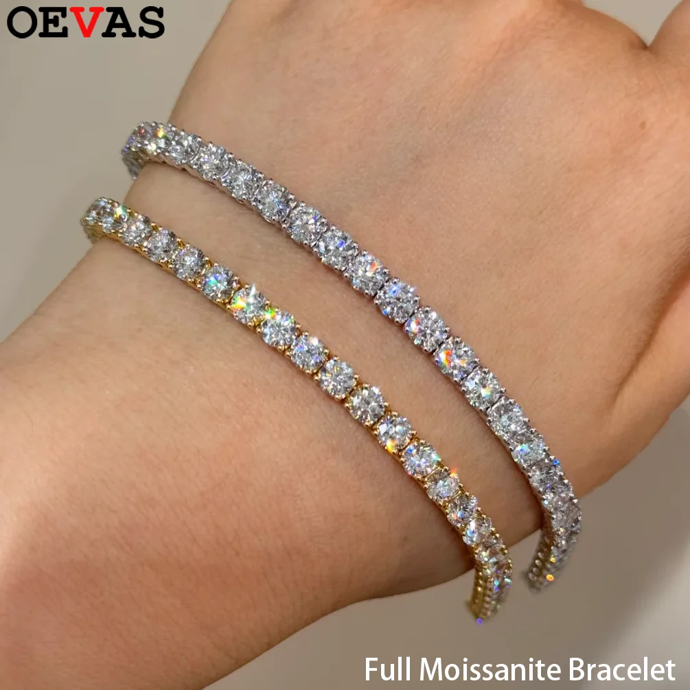 OEVAS D VVS1 Теннисный браслет с муассанитом и бриллиантами, посеребренное белое золото 925, для женщин и мужчин, подарок на свадьбу, ювелирные изделия
OEVAS D VVS1 Теннисный браслет с муассанитом и бриллиантами, посеребренное белое золото 925, для женщин и мужчин, подарок на свадьбу, ювелирные изделия