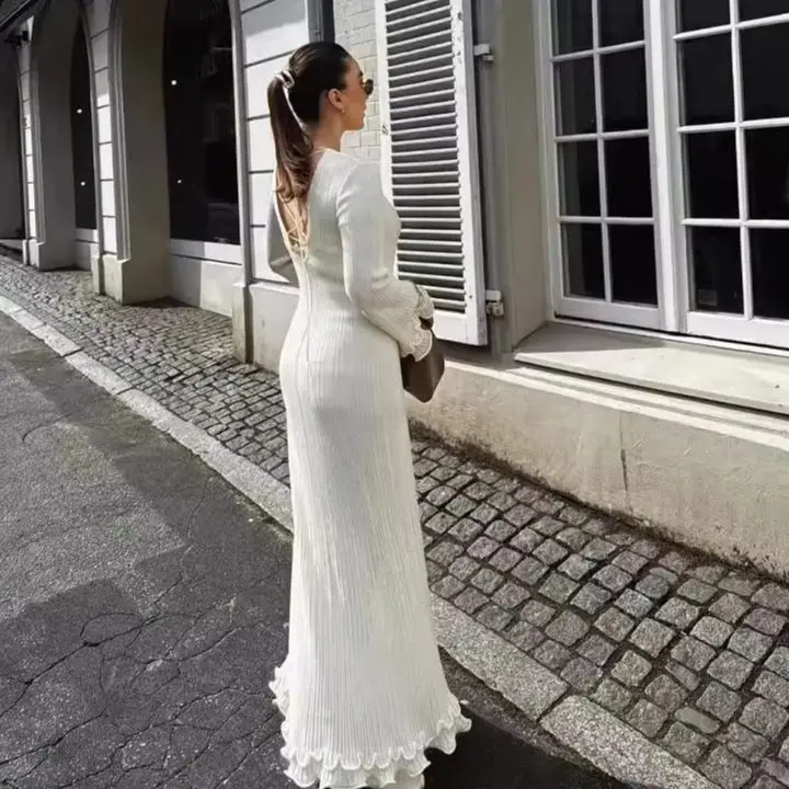 Spring Dress Women Autumn Dresses Elegant Maxi Y2k Streetwear Long Lotus Leaf Sleeve Bodycon Hem Wooden Ear Edge Maxi Vestidos
Spring Dress Women Autumn Dresses Elegant Maxi Y2k Streetwear Long Lotus Leaf Sleeve Bodycon Hem Wooden Ear Edge Maxi Vestidos