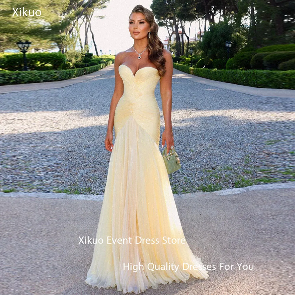 Xikuo Graceful Chiffon Evening Dresses Yellow Floor Length Mermaid Vestidos De Gala Sweetheart Party Evening Gowns Customized
Xikuo Graceful Chiffon Evening Dresses Yellow Floor Length Mermaid Vestidos De Gala Sweetheart Party Evening Gowns Customized