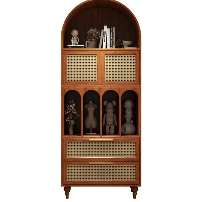 American light luxury arched bookcase simple wabi sandy wind braided rattan drawer storage French retro solid wood display
American light luxury arched bookcase simple wabi sandy wind braided rattan drawer storage French retro solid wood display