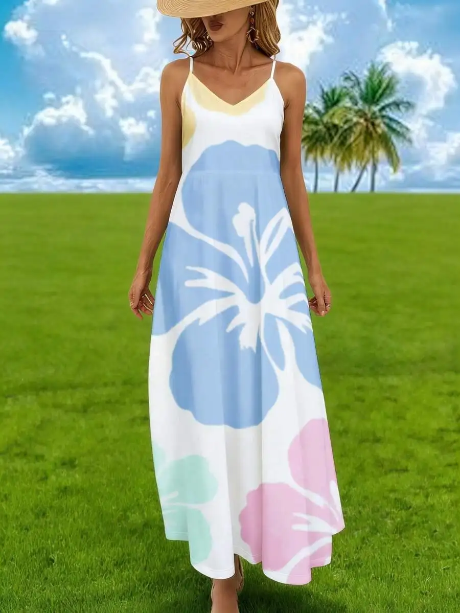 Summer Maxi Dress White Blue Pink Floral Print Spaghetti Strap Beach Vacation Outfit
Summer Maxi Dress White Blue Pink Floral Print Spaghetti Strap Beach Vacation Outfit