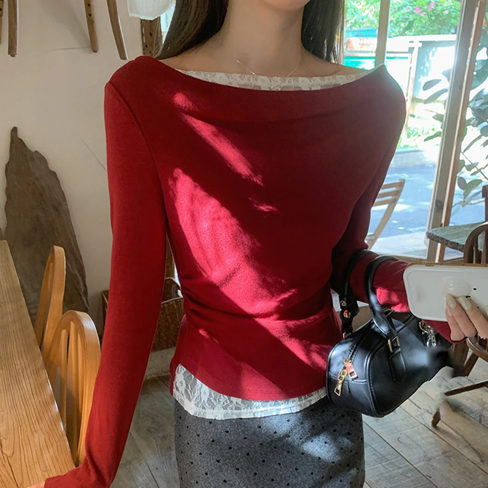 Casual Daily Wear Lace Off Shoulder Top Elegant Long Sleeve Tee L M Regular Length T Shirt Solid Pattern Blouse
Casual Daily Wear Lace Off Shoulder Top Elegant Long Sleeve Tee L M Regular Length T Shirt Solid Pattern Blouse