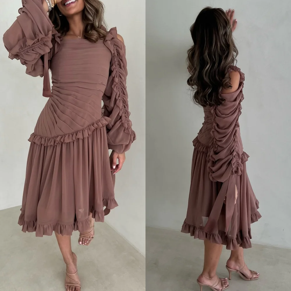 Customized Intricate Fashion Chiffon Pleat Ruched Draped Tiered A-line Off-the-shoulder Midi Dresses Bespoke Occasion Dresses
Customized Intricate Fashion Chiffon Pleat Ruched Draped Tiered A-line Off-the-shoulder Midi Dresses Bespoke Occasion Dresses