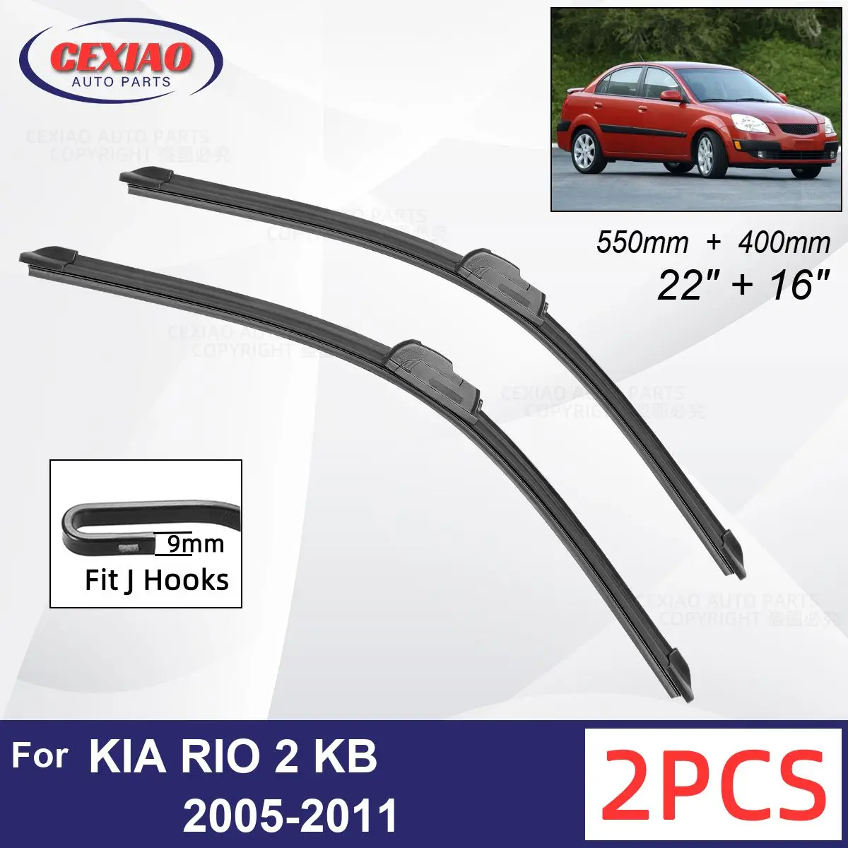 Car Wiper For KIA RIO 2 KB 2005-2011 Front Wiper Blades Soft Rubber Windscreen Wipers Auto Windshield 22"+16" 550mm + 400mm
Car Wiper For KIA RIO 2 KB 2005-2011 Front Wiper Blades Soft Rubber Windscreen Wipers Auto Windshield 22"+16" 550mm + 400mm