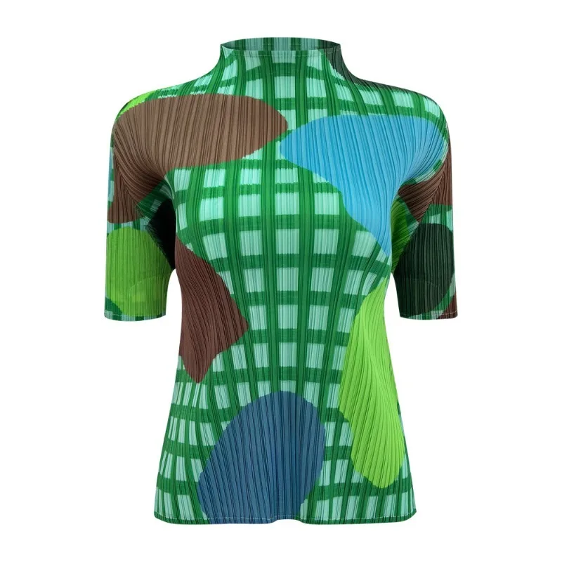 Miyake Pleated New T-Shirt 2026 Summer Print Half-High Collar Mid-Sleeve Women's Simple Top Lightweight Stretchy Draped Clothing
Miyake Pleated New T-Shirt 2026 Summer Print Half-High Collar Mid-Sleeve Women's Simple Top Lightweight Stretchy Draped Clothing
