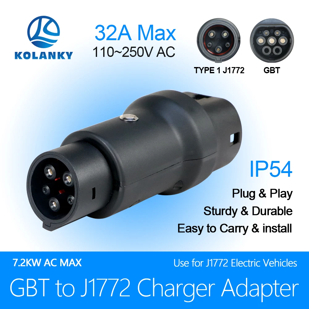 Зарядный адаптер Kolanky EV GBT на тип 1 32 А кВт SAE J1772 для автомобильной розетки NACS US, электрические автомобильные автомобили
Зарядный адаптер Kolanky EV GBT на тип 1 32 А кВт SAE J1772 для автомобильной розетки NACS US, электрические автомобильные автомобили