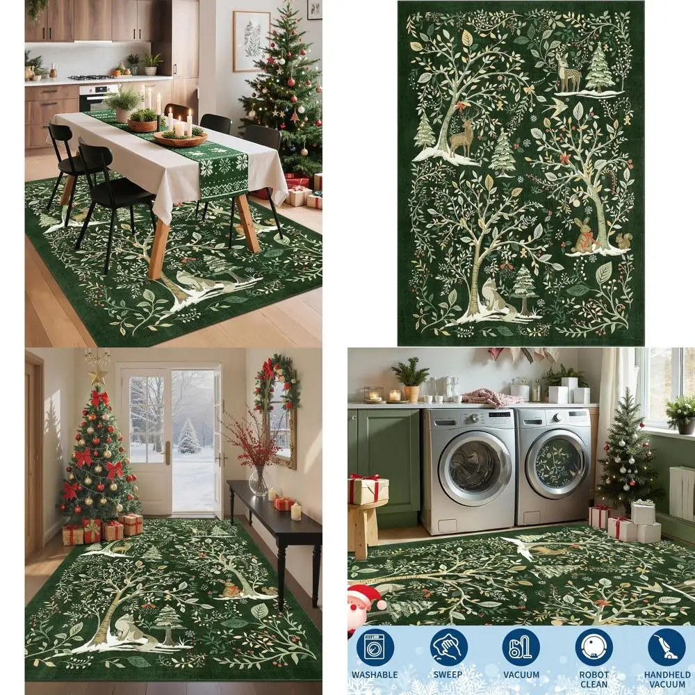 5x7 Green Animal Print Christmas Rug with Non-Slip Backing for Dining and Bedroom Decor
5x7 Green Animal Print Christmas Rug with Non-Slip Backing for Dining and Bedroom Decor