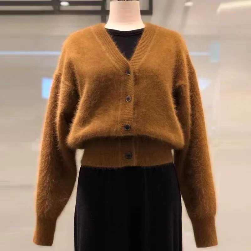 Lazy Style Korean Fashion Autumn Winter Knitted Sweater Coat Women Mink Cashmere V Neck Single Breasted Loose Cardigan Jacket
Lazy Style Korean Fashion Autumn Winter Knitted Sweater Coat Women Mink Cashmere V Neck Single Breasted Loose Cardigan Jacket