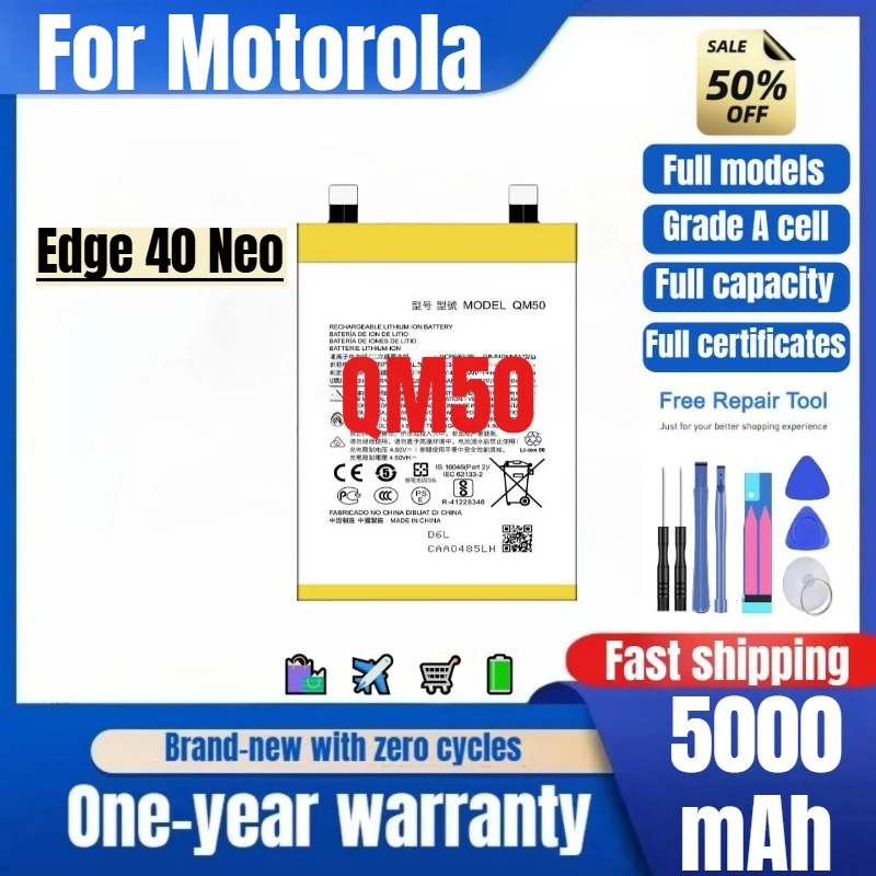 QM50 for Motorola Edge 40 Neo Phone Battery 0 Cycle High Quality High Capacity Replacement Bateria Grade A Cell with Tools
QM50 for Motorola Edge 40 Neo Phone Battery 0 Cycle High Quality High Capacity Replacement Bateria Grade A Cell with Tools