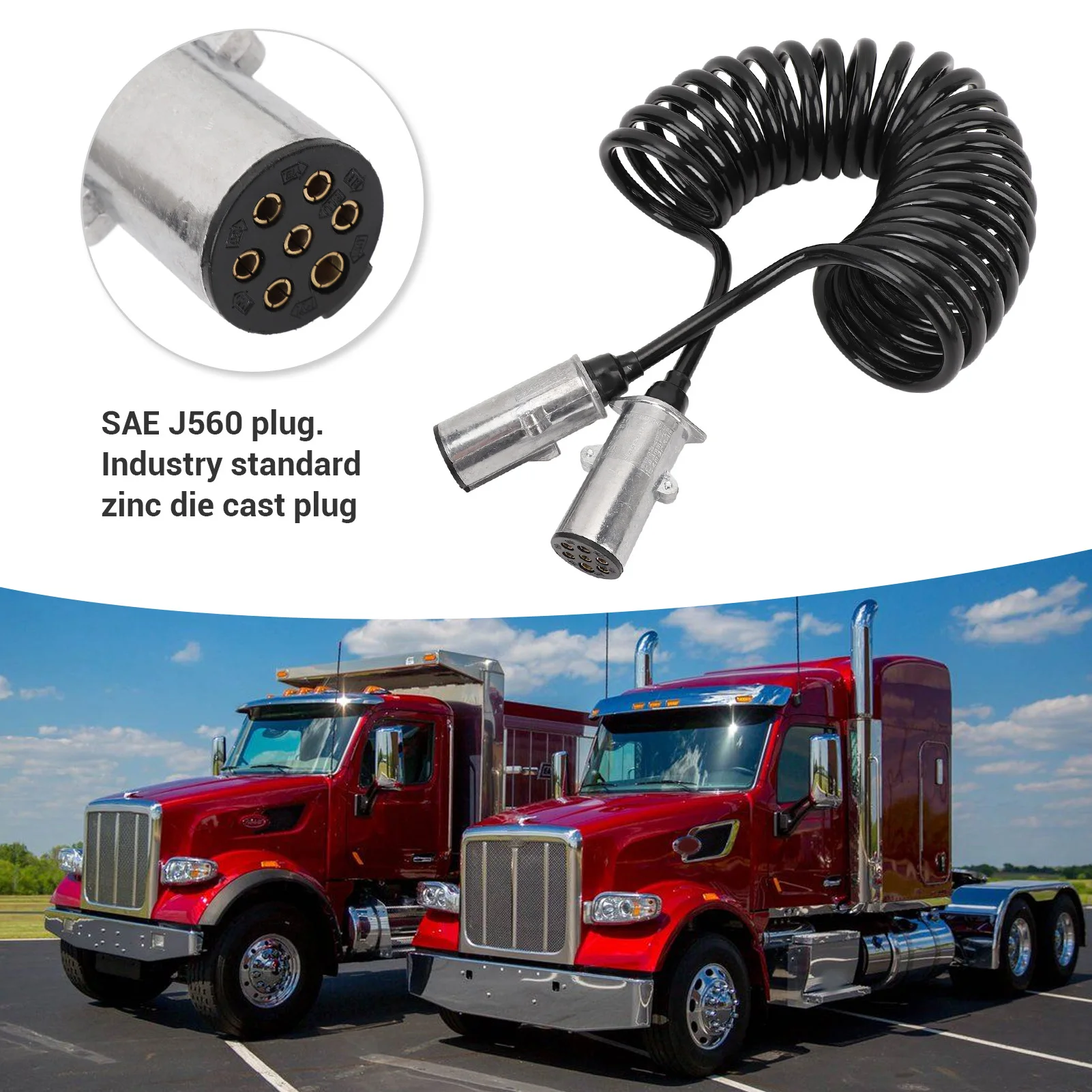 Heavy Duty Coiled 7 Way Trailer Cord Electrical Power Cable Wire for Semi Trucks Tractors Trailer
Heavy Duty Coiled 7 Way Trailer Cord Electrical Power Cable Wire for Semi Trucks Tractors Trailer