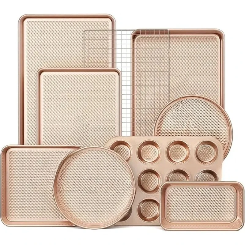 Non-stick baking pan set Stackable non-toxic baking pan oven safe cake cookie sheet tray bread muffin baking pan
Non-stick baking pan set Stackable non-toxic baking pan oven safe cake cookie sheet tray bread muffin baking pan