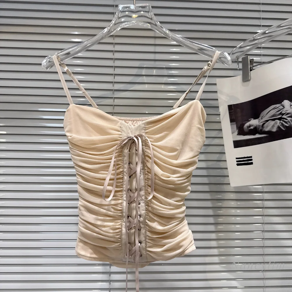 2026 Summer New Arrival: Edgy & Chic Drawstring Tie-up Ruched Slim-fit Cami Top, Apricot Camisole, Crop Top for Women
2026 Summer New Arrival: Edgy & Chic Drawstring Tie-up Ruched Slim-fit Cami Top, Apricot Camisole, Crop Top for Women