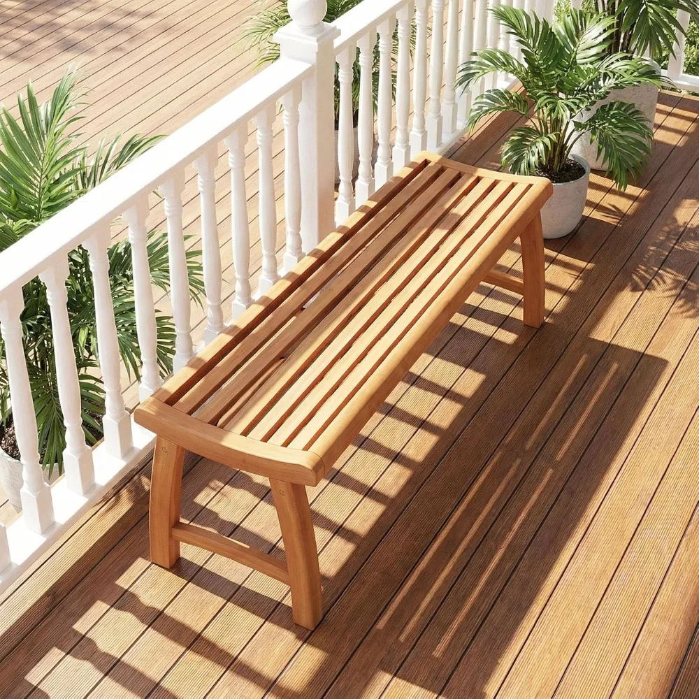 Teak Wood Outdoor Bench, 2-Person Patio Backless Garden Dining Bench with Contoured Slatted Seat, 800 Lbs Capacity, Customized
Teak Wood Outdoor Bench, 2-Person Patio Backless Garden Dining Bench with Contoured Slatted Seat, 800 Lbs Capacity, Customized