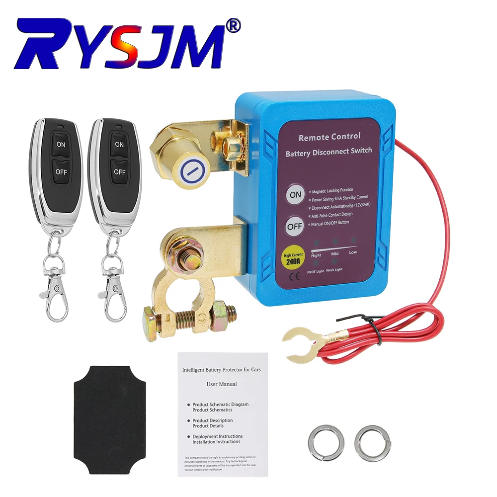 1 Set 240A 12V Wireless Remote Battery Disconnect Switch with Automatic Power Shut Off Switch Anti Theft For Car Truck RV
1 Set 240A 12V Wireless Remote Battery Disconnect Switch with Automatic Power Shut Off Switch Anti Theft For Car Truck RV