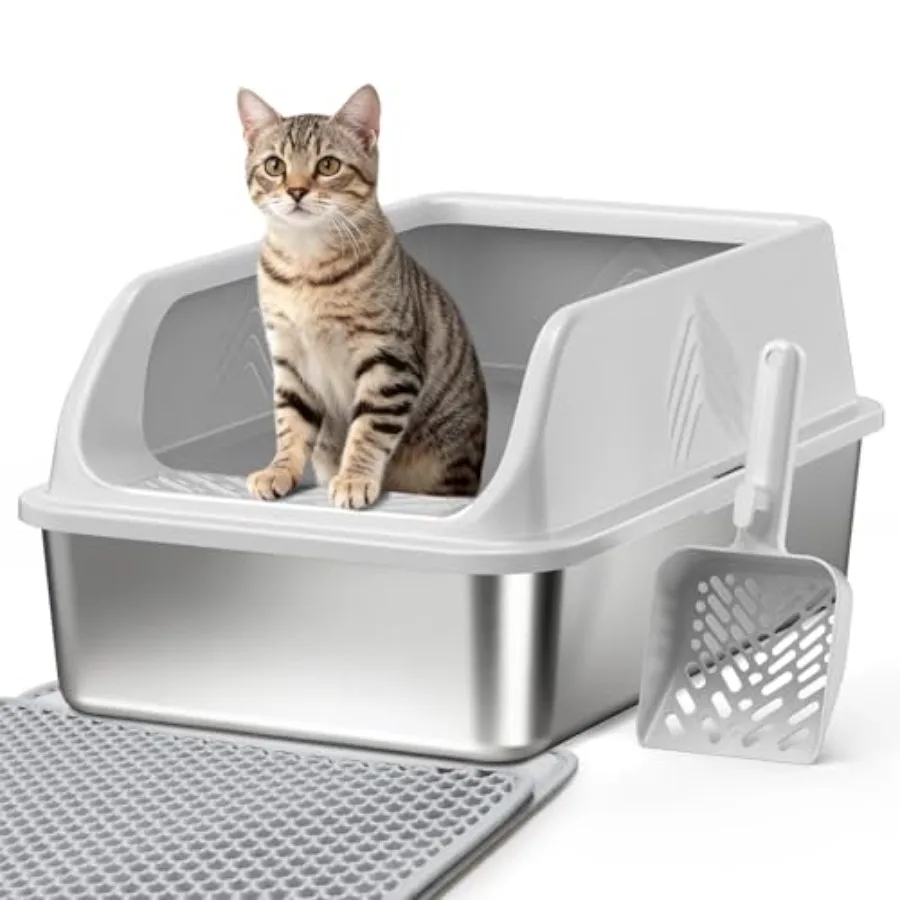 Stainless Steel Litter Box with Lid Enclosed XL High Sided Metal Litter Boxes for Big Cat and Multiple Cats, Anti-Urine Leakage
Stainless Steel Litter Box with Lid Enclosed XL High Sided Metal Litter Boxes for Big Cat and Multiple Cats, Anti-Urine Leakage