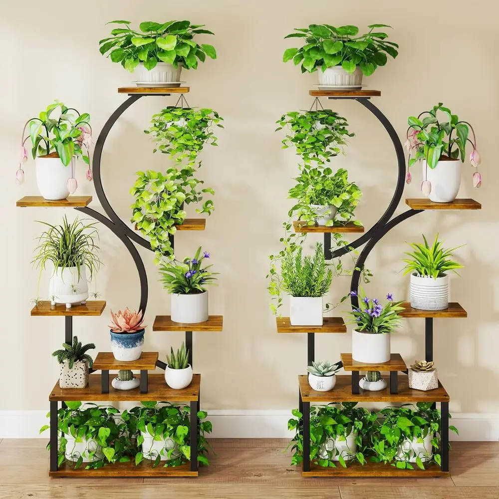 8-Tier 62 Indoor Plant Stand with Grow Light, S-Shape Metal Rack for Multiple Plants, Indoor/Outdoor Use (2-Pack)
8-Tier 62 Indoor Plant Stand with Grow Light, S-Shape Metal Rack for Multiple Plants, Indoor/Outdoor Use (2-Pack)