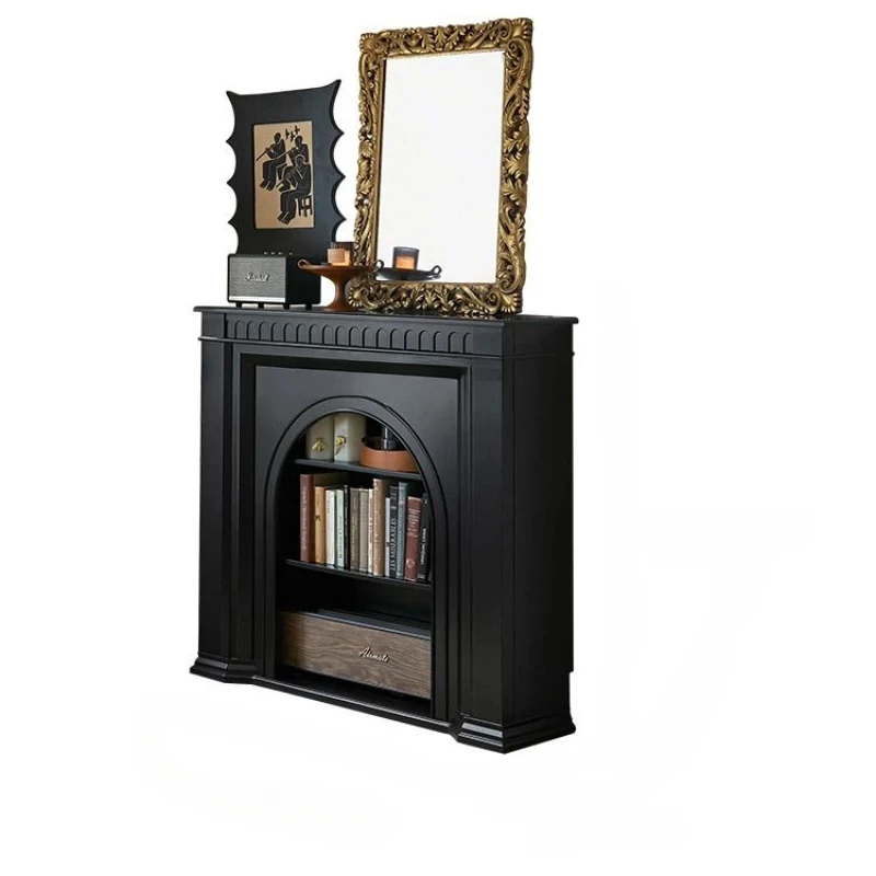 French Vintage Style Solid Wood Fireplace Black Curio Cabinet American Living Room Entrance Side Cabinet Fireplace Mantel
French Vintage Style Solid Wood Fireplace Black Curio Cabinet American Living Room Entrance Side Cabinet Fireplace Mantel
