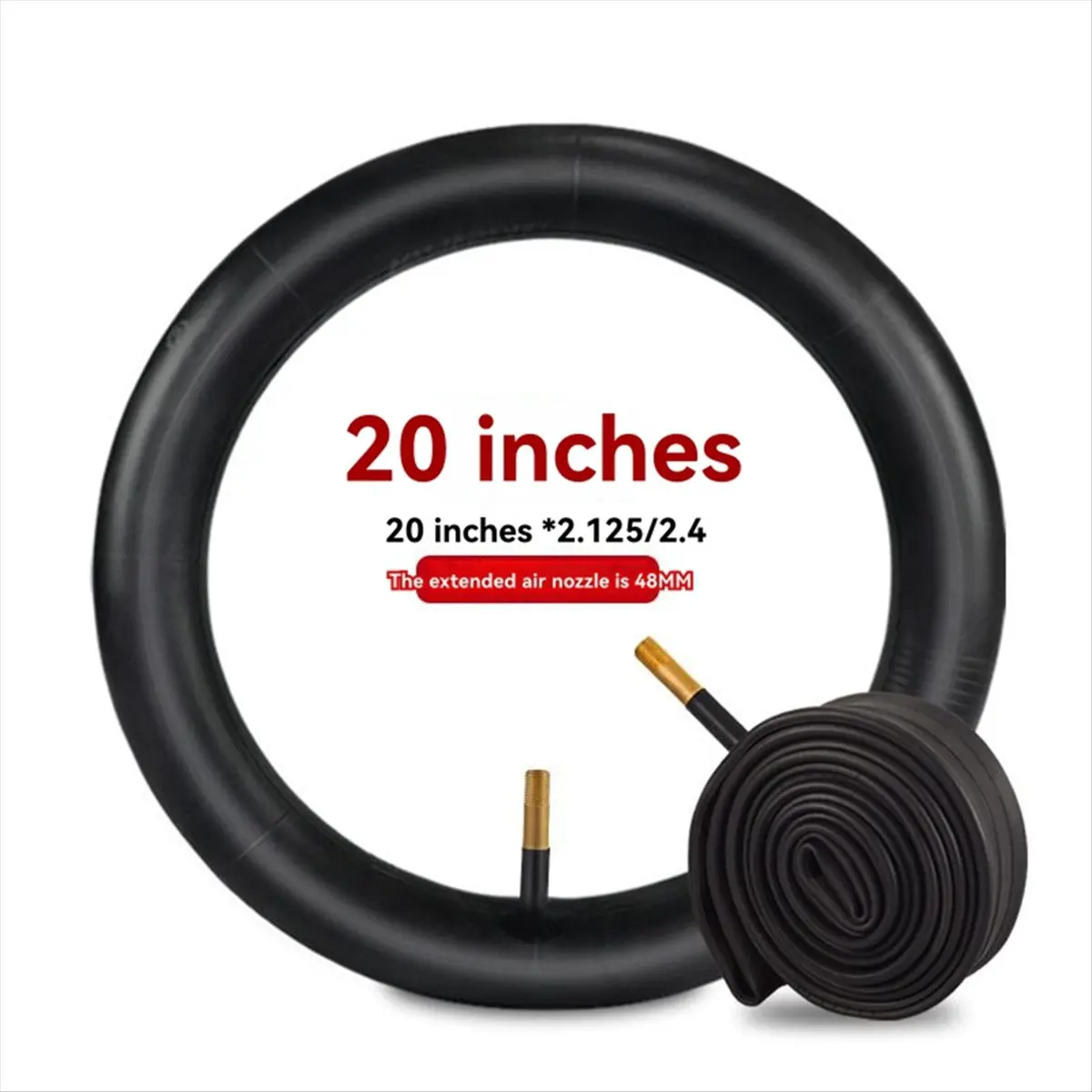 (ABHW) Bike Inner Tube with 48mm Valve 20X2.125/2.4 Wided Rubber Spare Tube for Snow Beach Bicycle Tire Accessories
(ABHW) Bike Inner Tube with 48mm Valve 20X2.125/2.4 Wided Rubber Spare Tube for Snow Beach Bicycle Tire Accessories