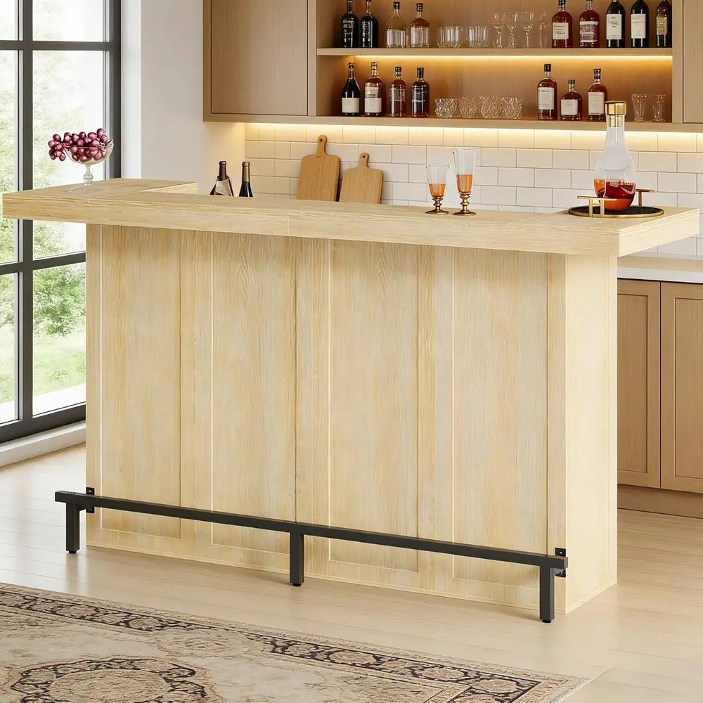 70.9" Extra Large Bar Table, 4-Tier Storage Home Bar with Wine Glass Rack & ootrest, 2-in-1 Kitchen Island & Pub Table, Wooden B
70.9" Extra Large Bar Table, 4-Tier Storage Home Bar with Wine Glass Rack & ootrest, 2-in-1 Kitchen Island & Pub Table, Wooden B