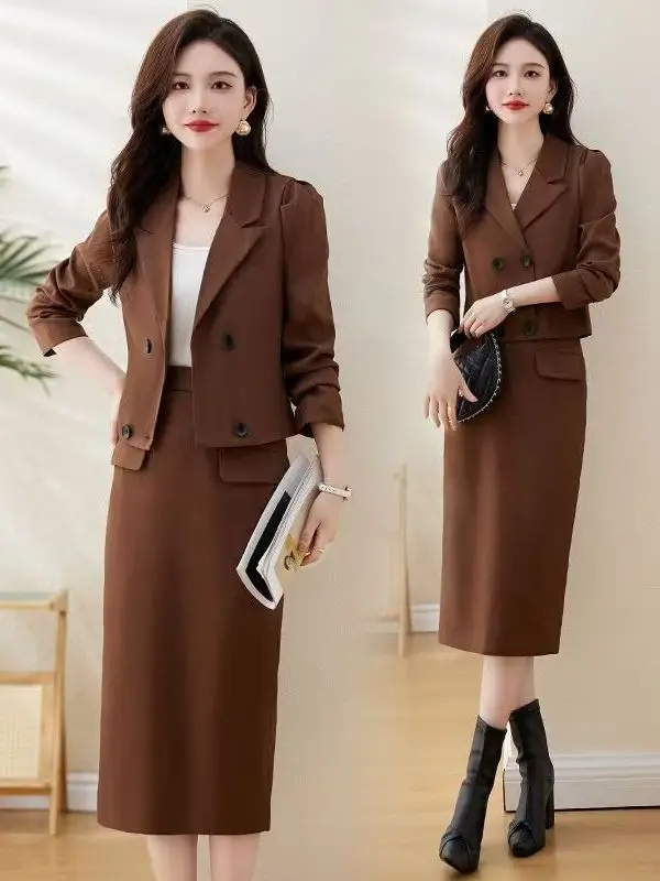 Slim Fit High Waist Korean Sle Women's Suit Jaet Double Breasted ort Top And Skirt Set Faionable Busin Wear
Slim Fit High Waist Korean Sle Women's Suit Jaet Double Breasted ort Top And Skirt Set Faionable Busin Wear