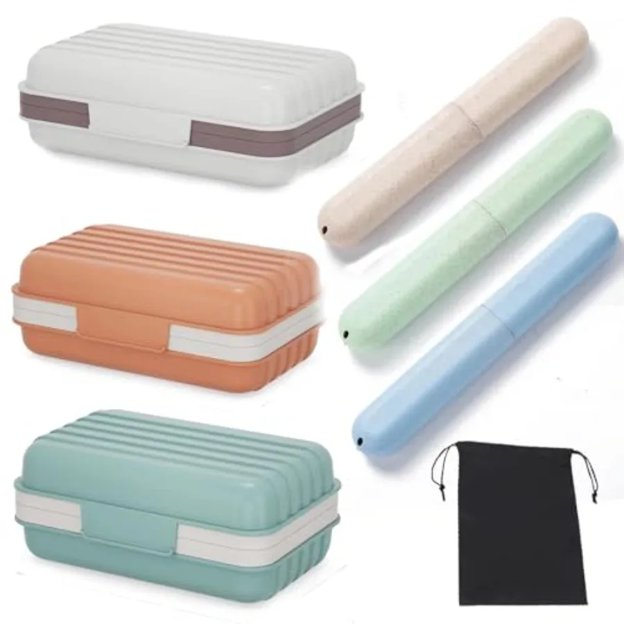 3Pcs Travel Soap Case and 3Pcs Toothbrush Travel Case Set, Leakproof Soap Dish with Lid Portable Toothbrush Holder for Travelin
3Pcs Travel Soap Case and 3Pcs Toothbrush Travel Case Set, Leakproof Soap Dish with Lid Portable Toothbrush Holder for Travelin