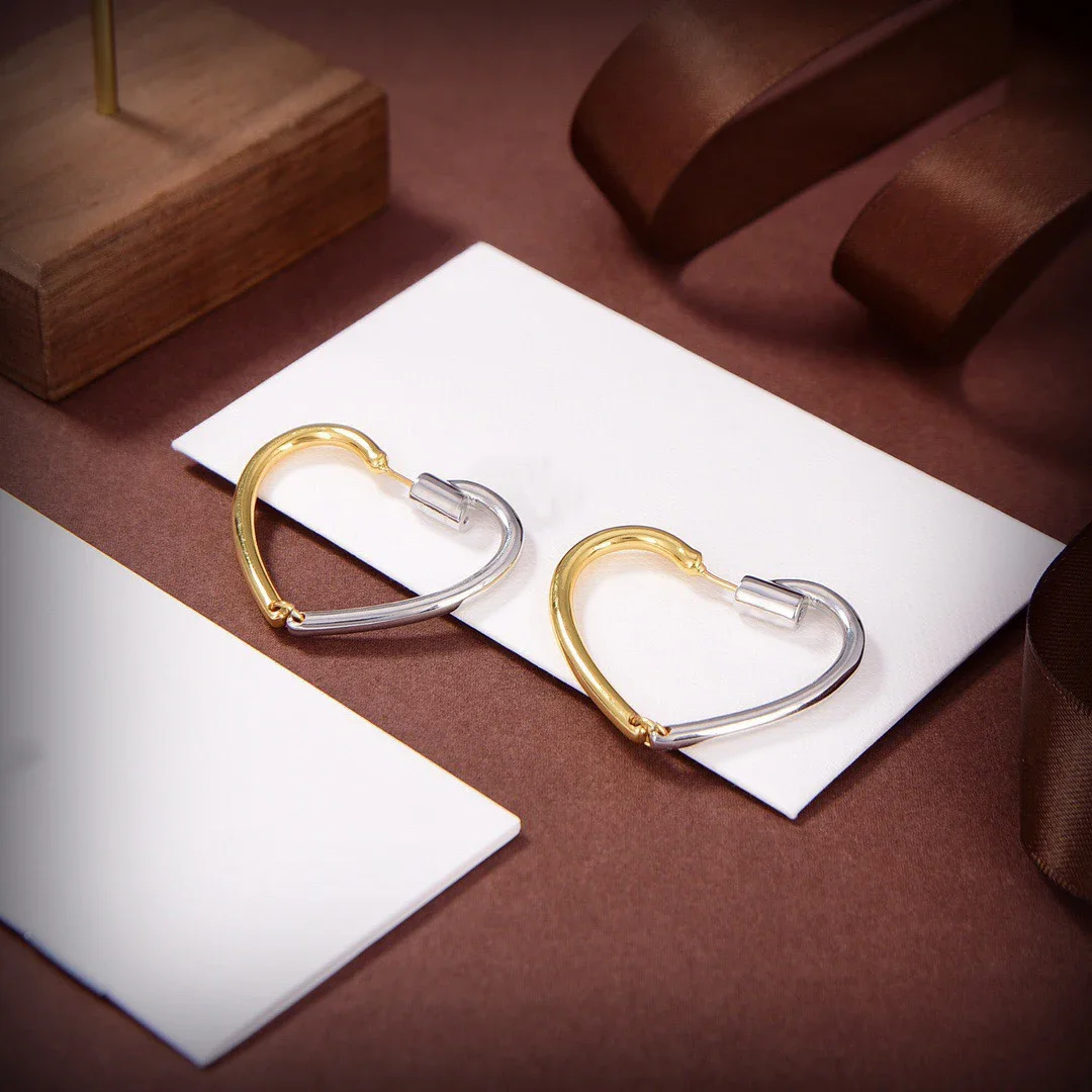 Fashion Double Color Gold Silver Heart Earrings Woman Designer Brands Jewelry Gifts Trendy
Fashion Double Color Gold Silver Heart Earrings Woman Designer Brands Jewelry Gifts Trendy
