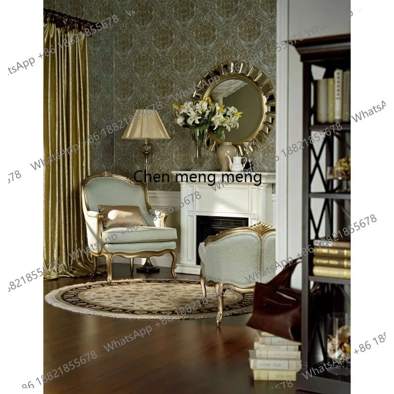 American country European French court single fabric sofa gold old living room bedroom
American country European French court single fabric sofa gold old living room bedroom