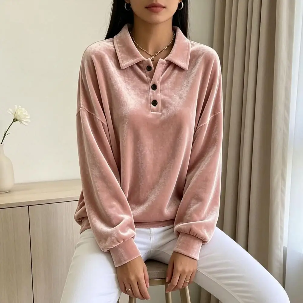 Work Wear Shirt Women’s Velvet Pullover Shirt 3-button Collared Blouse Solid Color Loose Long Sleeve Top for Workwear Solid
Work Wear Shirt Women’s Velvet Pullover Shirt 3-button Collared Blouse Solid Color Loose Long Sleeve Top for Workwear Solid