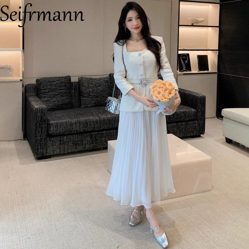 Seifrmann 2026 Spring Women's New Fashionable Square Collar Long Sleeve Belt Waist cinching Fold Long Dress
Seifrmann 2026 Spring Women's New Fashionable Square Collar Long Sleeve Belt Waist cinching Fold Long Dress