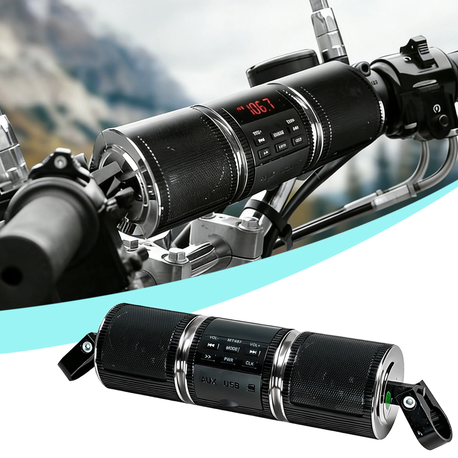 Motorcycle audio system with Bluetooth, MP3 and radio functions; waterproof metal speakers for motorcycles
Motorcycle audio system with Bluetooth, MP3 and radio functions; waterproof metal speakers for motorcycles
