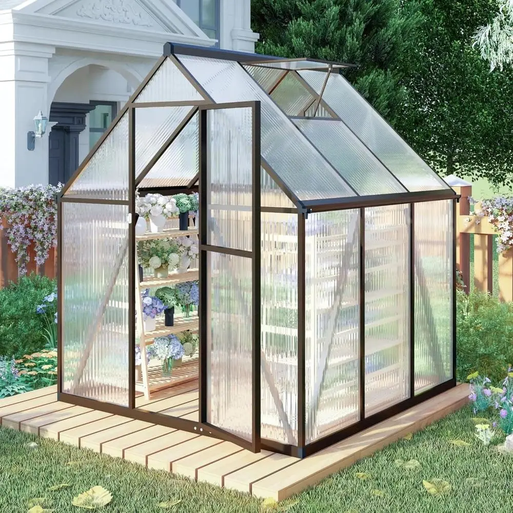 6x6 FT Greenhouse for Outdoors, Polycarbonate Greenhouse with Quick Setup Structure and Roof Vent, Aluminum Large Walk-in Green
6x6 FT Greenhouse for Outdoors, Polycarbonate Greenhouse with Quick Setup Structure and Roof Vent, Aluminum Large Walk-in Green