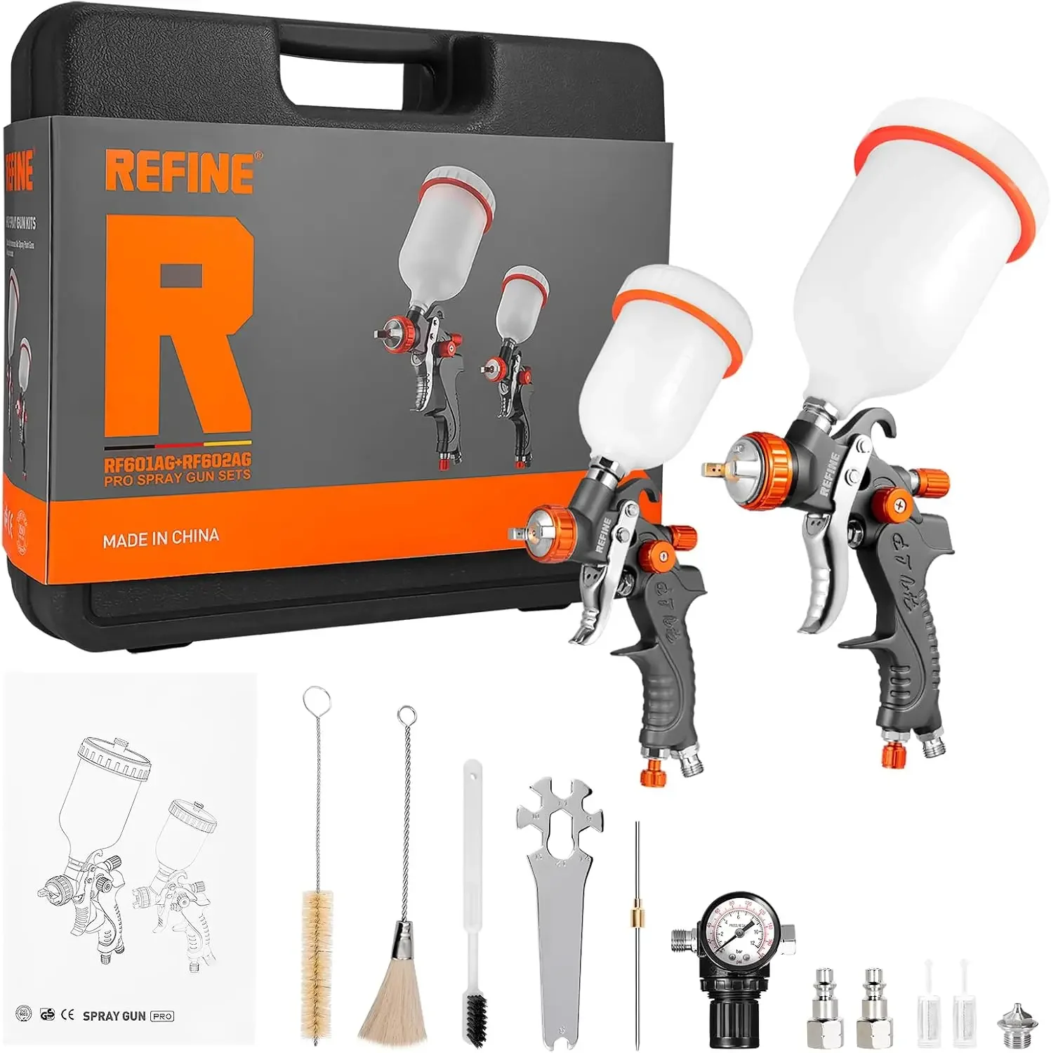 HVLP Air Gravity Spray Gun Set Two Spray Paint Guns 100ml 10mm 600ml 14mm 17mm Auto Paint Sprayer Gun Air Regulator Car Paint Pr
HVLP Air Gravity Spray Gun Set Two Spray Paint Guns 100ml 10mm 600ml 14mm 17mm Auto Paint Sprayer Gun Air Regulator Car Paint Pr
