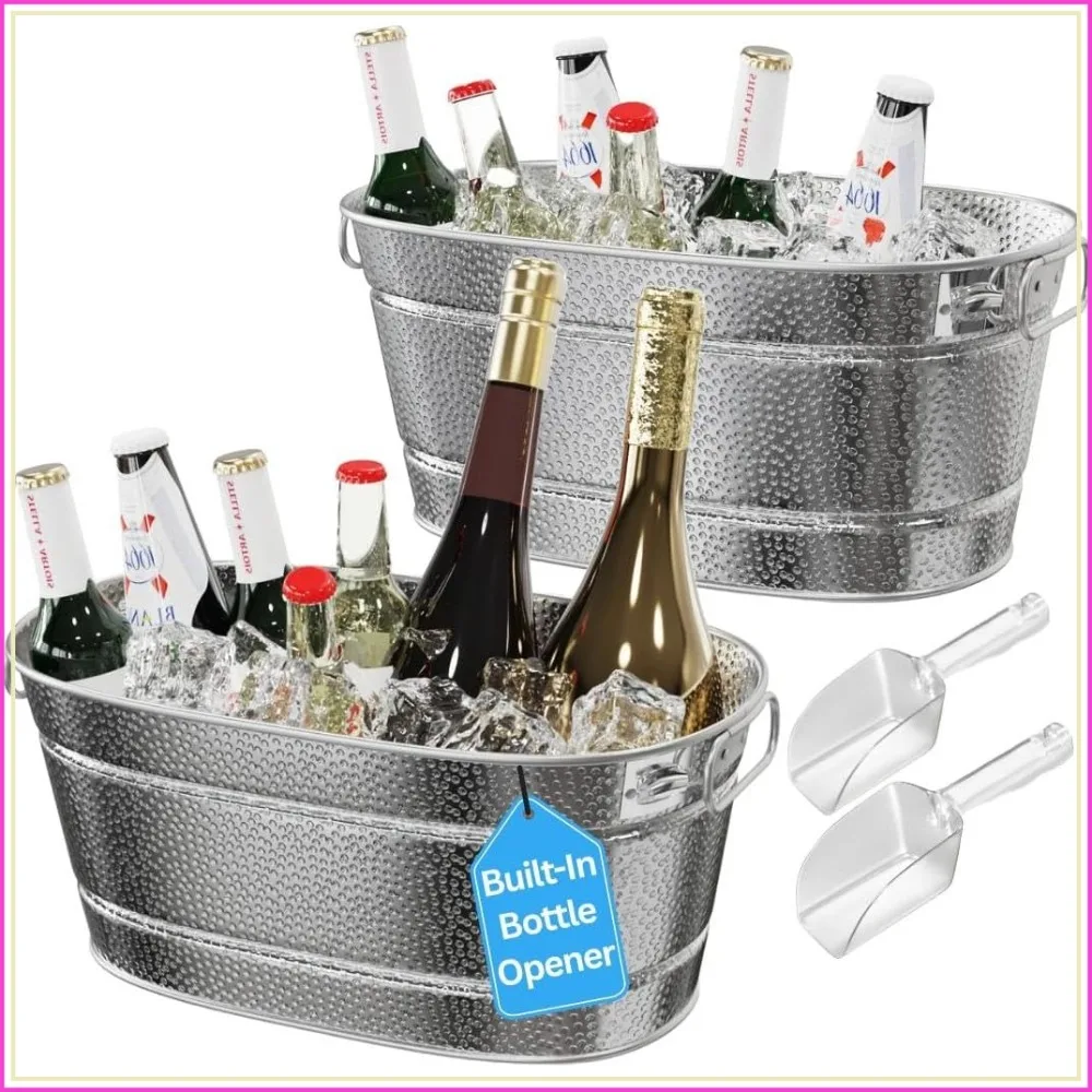 2 Pack Galvanized Tub with Handles - 3 Gallon Ice Bucket for Parties, Beverage Cooler for Champagne Cocktails Wine
2 Pack Galvanized Tub with Handles - 3 Gallon Ice Bucket for Parties, Beverage Cooler for Champagne Cocktails Wine