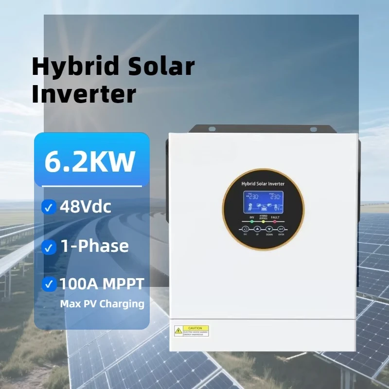 Hybrid 6.2KW Solar Inverter MPPT 100A 230VAC 48V Pure Sine Single Phase Home WiFi EU Discount on Sale Africa 3KW 4KW 5KW 8KW
Hybrid 6.2KW Solar Inverter MPPT 100A 230VAC 48V Pure Sine Single Phase Home WiFi EU Discount on Sale Africa 3KW 4KW 5KW 8KW