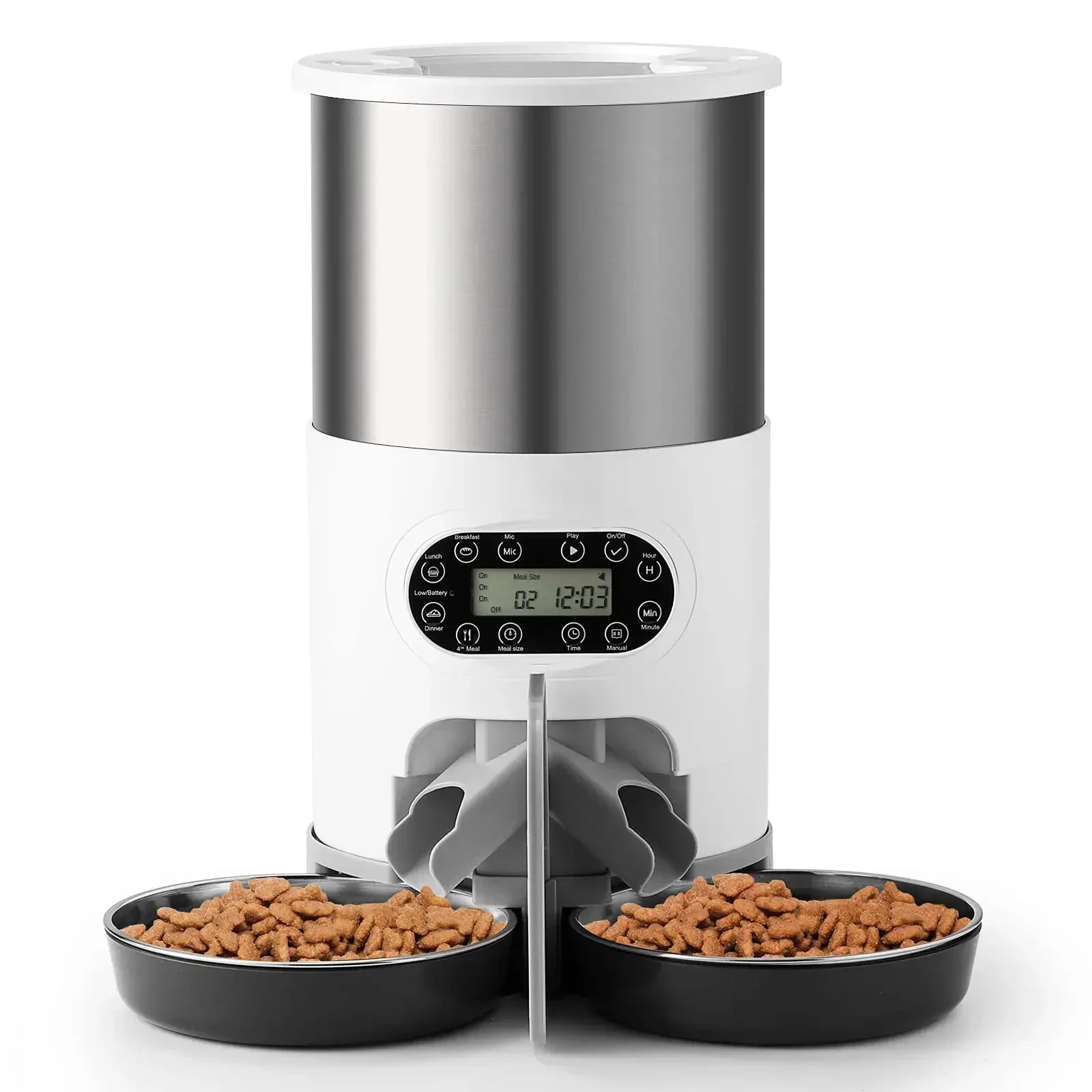Hot and popular items Auto Feeder Double Bowls Voice Record Dog and cat 2 in 1 Two-Way Splitter Food Automatic Timed Dispenser
Hot and popular items Auto Feeder Double Bowls Voice Record Dog and cat 2 in 1 Two-Way Splitter Food Automatic Timed Dispenser