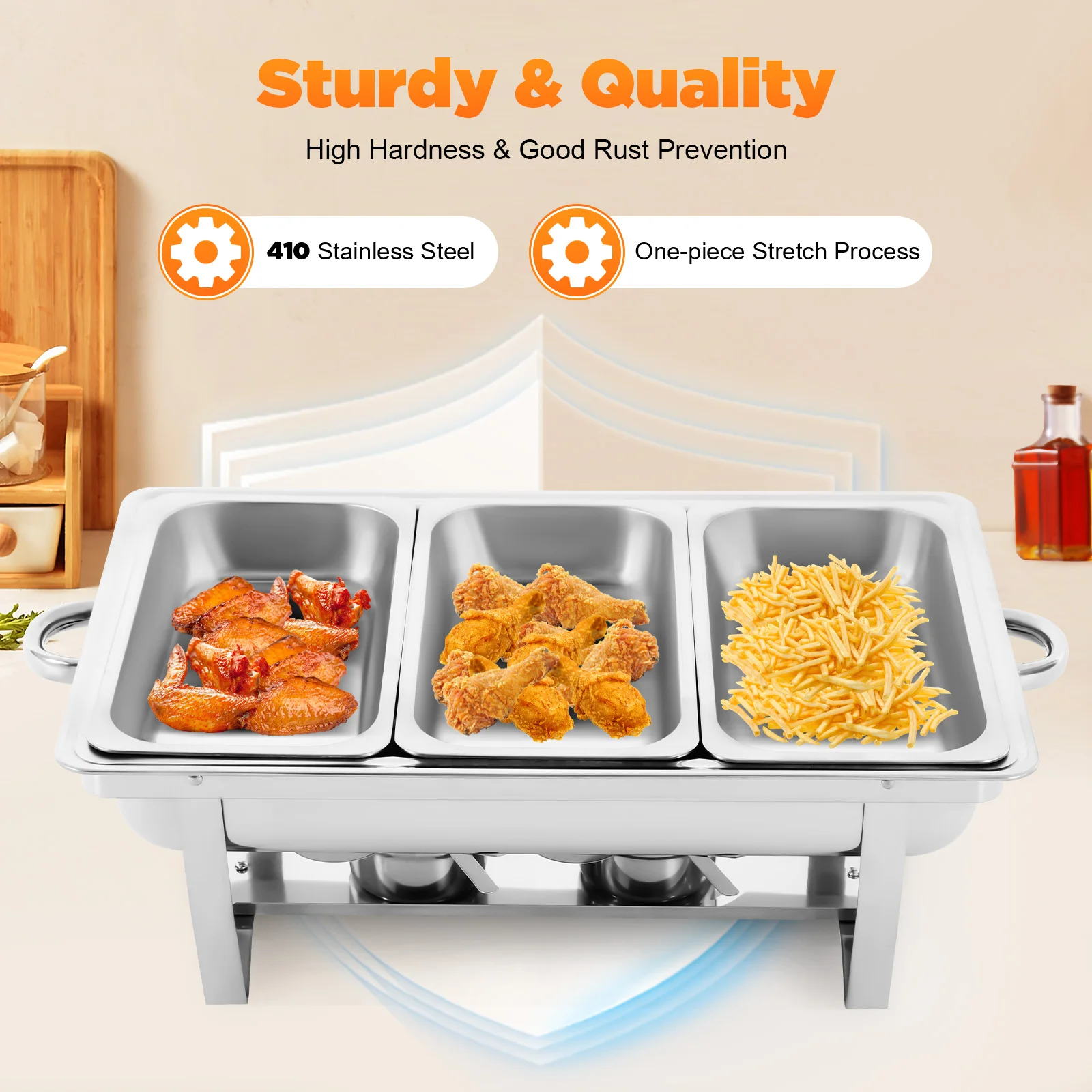 3 Grid Chafing Dish Food Warmer Stainless Steel Holding Container Rechaud Kit 9L
3 Grid Chafing Dish Food Warmer Stainless Steel Holding Container Rechaud Kit 9L