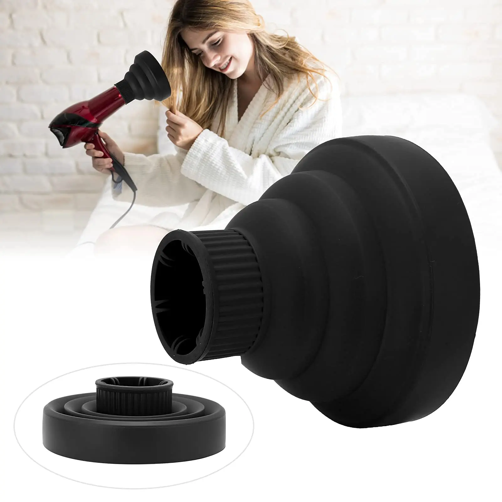 Salon Tool Black Universal Silicone Hairdryer Diffuser Cover Adjustable Temperature Resistant Dispersing Drying Hair Dryer
Salon Tool Black Universal Silicone Hairdryer Diffuser Cover Adjustable Temperature Resistant Dispersing Drying Hair Dryer