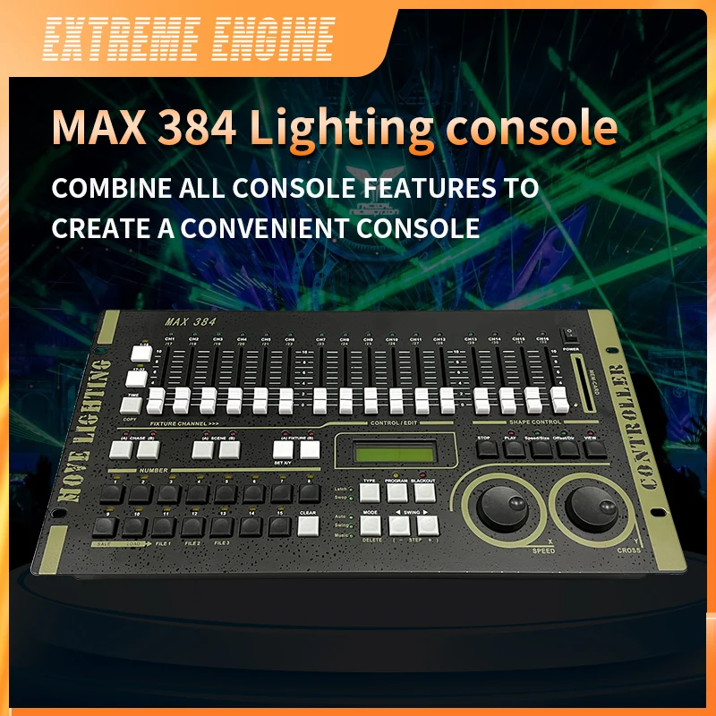 Max 384 DMX Controller Stage light DMX Master Console For XLR-3 Led Par BeamMoving Head DJ light Stage Effect Lighting
Max 384 DMX Controller Stage light DMX Master Console For XLR-3 Led Par BeamMoving Head DJ light Stage Effect Lighting