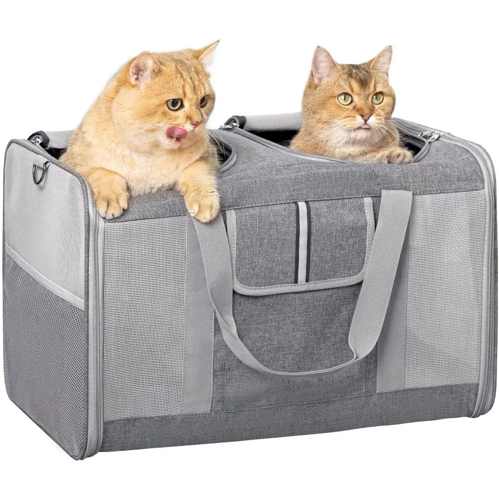 Large Cat Carrier for 2 Cats or Cat and Dog Up to 38lbs, All-Sided Mesh with Great Ventilation for Traveling
Large Cat Carrier for 2 Cats or Cat and Dog Up to 38lbs, All-Sided Mesh with Great Ventilation for Traveling