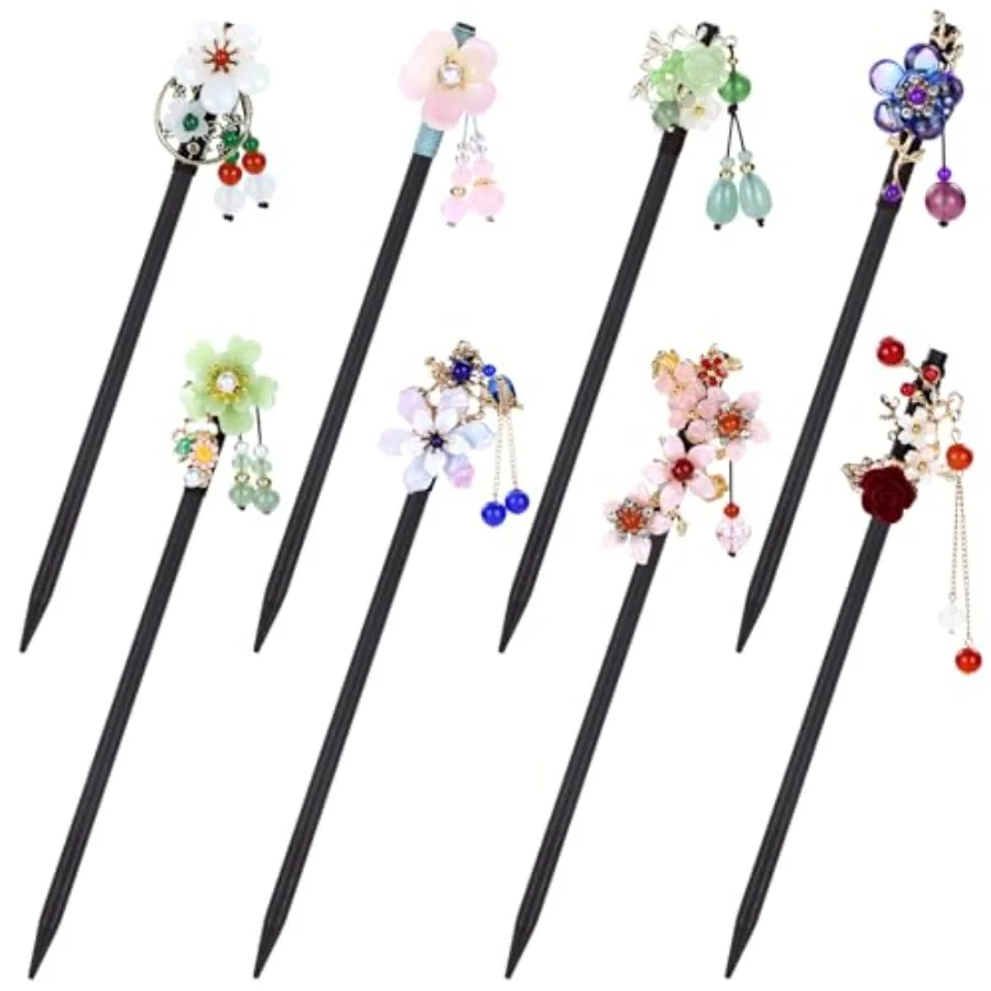 8 Pieces Vintage Asian Chinese Traditional Hanfu Flower Wooden Hair Sticks Pins with Bead Pendants Hair Chopsticks Forks Bun Up
8 Pieces Vintage Asian Chinese Traditional Hanfu Flower Wooden Hair Sticks Pins with Bead Pendants Hair Chopsticks Forks Bun Up