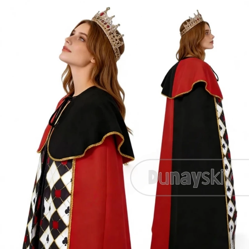 Halloween Party Red Black Split Cape With Card Print King Queen Of Hearts Costume Cape Royal Court Themed Cosplay Costume Stage
Halloween Party Red Black Split Cape With Card Print King Queen Of Hearts Costume Cape Royal Court Themed Cosplay Costume Stage